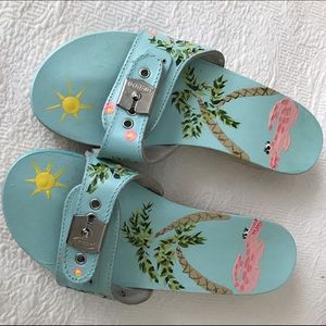 New Hand Painted Dr Scholl's Sandals in Blue, sz 6